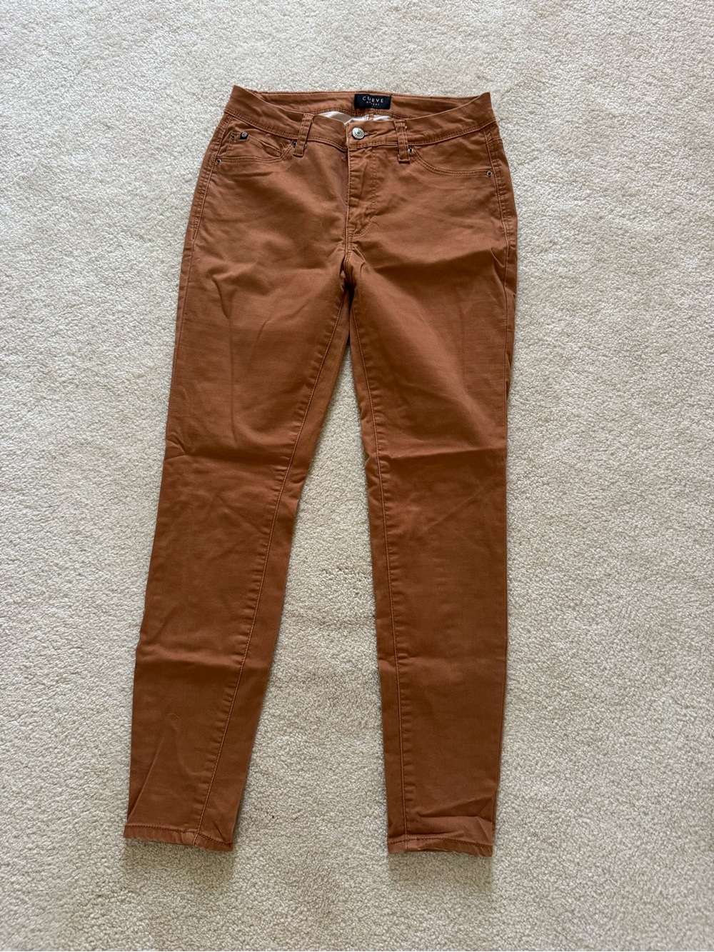 Cropped High-Rise Skinny Pants in Rust